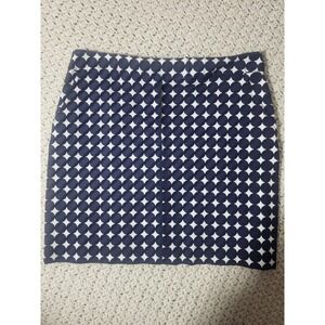 VTG Larry Levine 8 Navy White Dot Stretch Cotton Twill Pencil Skirt W/Pockets